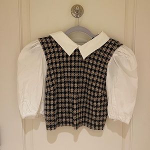 Houndstooth collar blouse